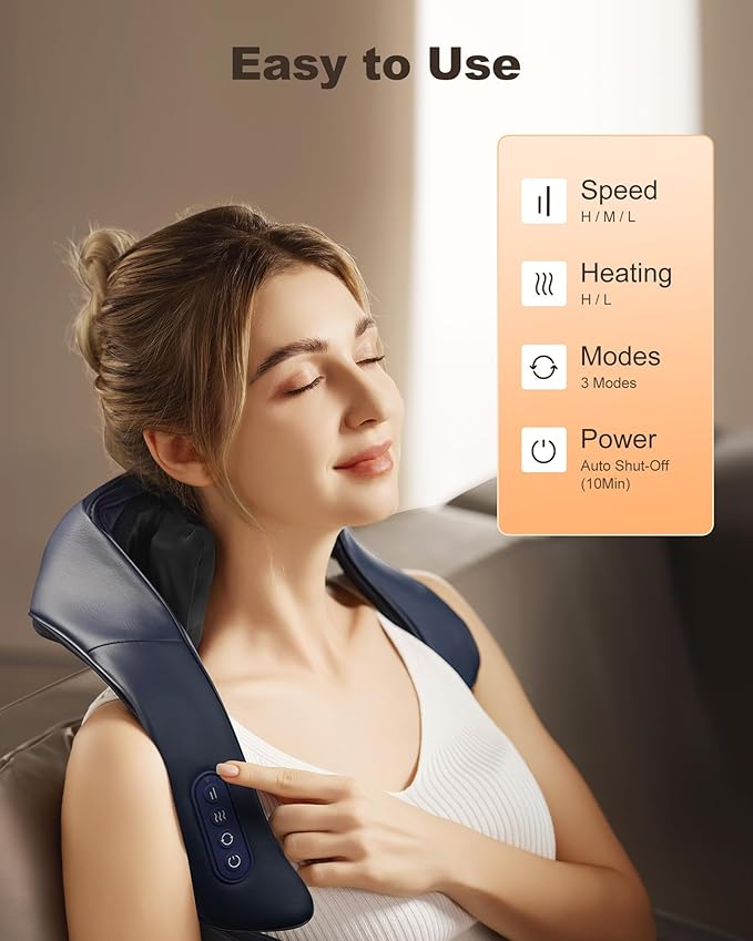 Beleduc Neck and Shoulder Massager with Soothing HeatFSA Eligible Cordless Neck Back Massager Upgrad 4D Shiatsu Deep Kneading Massage for Back Shoulder