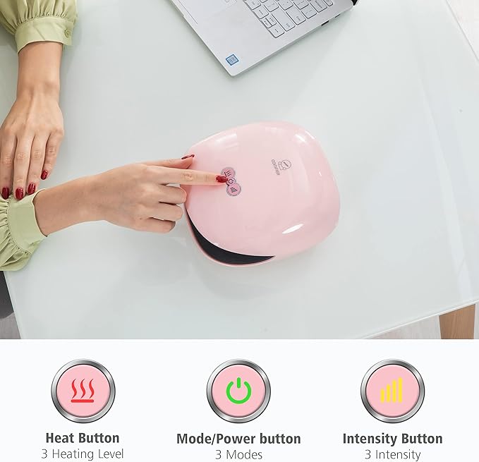 COMFIER Wireless Hand Massager with Heat -3 Levels Compression &amp HeatingRechargeable Hand Massager Machine for Carpal TunnelIdeal Gifts for Women (Petal Pink)