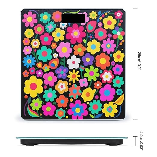 Abstract Flower Pattern Scale for Body Weight Sturdy Tempered Glass Weighing Scales with LCD Display Accurate Digital Bathroom Scale Convenient Body Fat Smart Scales Easy Read