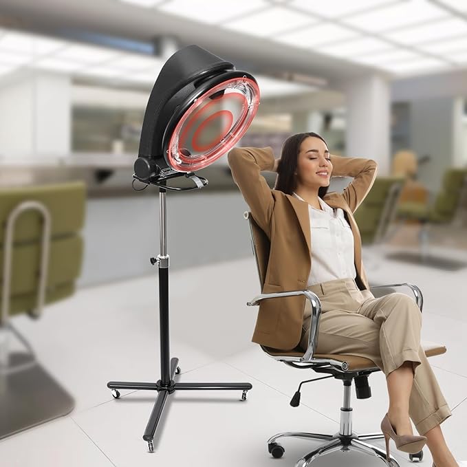 3 in 1 Hair Dryer Orbiting Infrared Hair TreatmentProfessional Salon Standing Hair DryerHalo Roller Ball Hair Color Processor 850w for Home and Salon(850W Black)