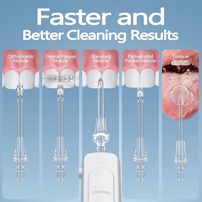 Water Dental Flosser 600ML Large Water Tank Oral Irrigator for Teeth 10 Modes Water Flosser with 5 Jet Tips Suitable for Multiple Users IPX7 Waterproof Electric Flossing Machine for Family White