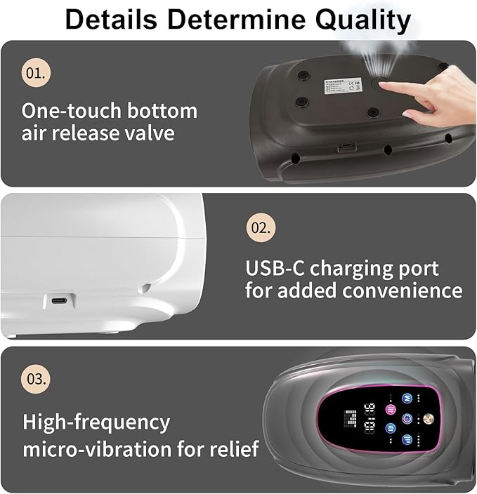 Hand and Wrist Massager with Heat Compression and Vibration 3 Modes 5 Intensities LCD Display for Arthritis and Carpal Tunnel and Palm Massage Cordless Massager for Relaxation (Gray)