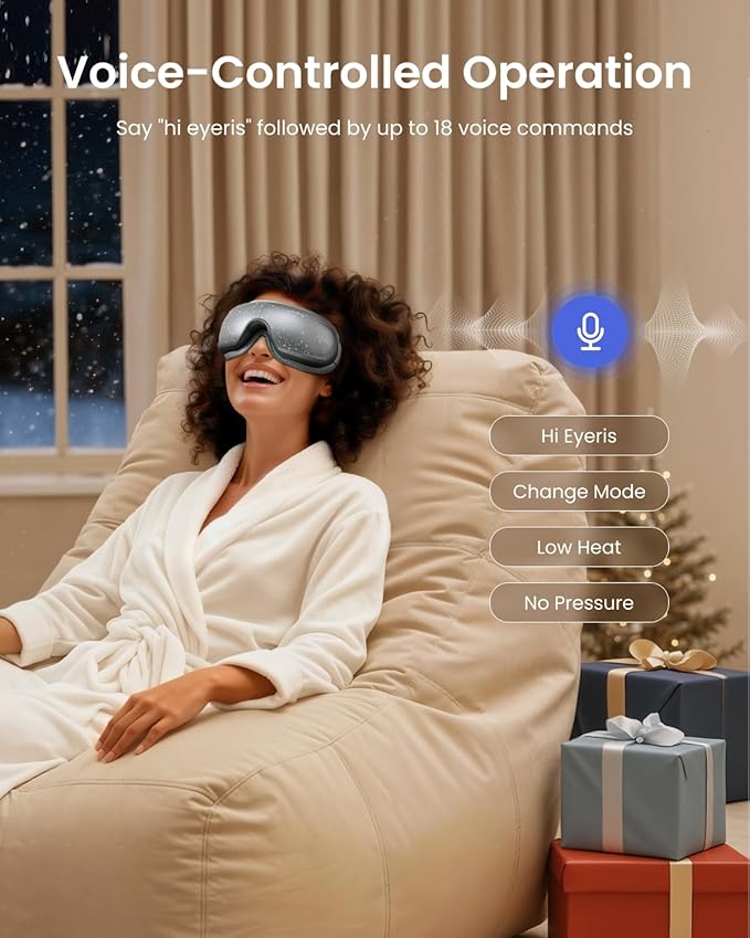 RENPHO Limited Edition Eye Massager with Heat and Cooling Voice Control FSA Eligible HSA Mothers Day Birthday Gifts for Mom Women Men Her Him Eye Mask for Migraines Relief Eyeris 3 Reduce Dry Eyes