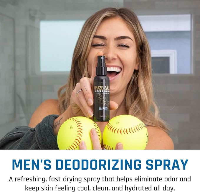 Derm Dude Men's Freshness Bundle | Amaze Ball Deodorant Spray 2oz (Sweet Whiskey Scent) + Holy Foot Cream 4oz (Strawberry Lollipop Scent)| Sweat &amp Odor Control for Groin and Feet | Talc-Free Non-