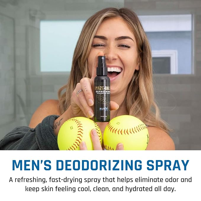 Derm Dude Men's Freshness Bundle | Amaze Ball Deodorant Spray 2oz (Strawberry Lollipop Scent) + Holy Foot Cream 4oz (Strawberry Lollipop Scent)| Sweat &amp Odor Control for Groin and Feet | Talc-Free