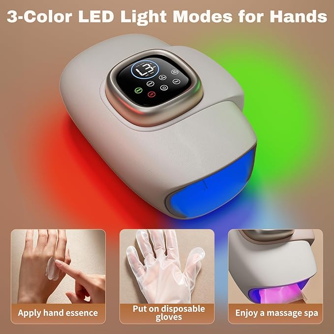 Hand Massager with Heat and Compression Cordless Electric Hand &amp Wrist Massager for Arthritis &amp Carpal Tunnel Relief 3 Modes Rechargeable – Gray