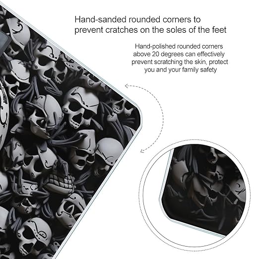 Black and White Skulls Bathroom Scale Weight Scale for Body WeightHighly Accurate Digital Weighing Machine Clear LED Display Digital Bathroom Body Scale 400lb/182kg