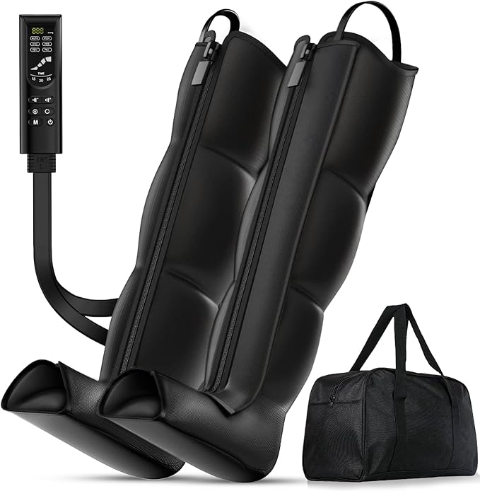 FSA-HSA Eligible Massager - Leg Massager for Circulation and Pain Relief FSA Foot Massager with 6 Modes 8 Intensities 3 Timers Leg Relaxation Pressure for Muscle Gift for Him Her (BlackMedium)