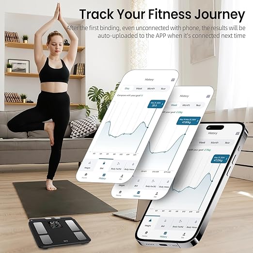 Smart Scale for Body Weight 8-Electrode Digital Weight Scale for Body Fat Bathroom Scale with BMI Full Body Composition Analysis with Bluetooth Health Monitor for Weight Loss 400lb
