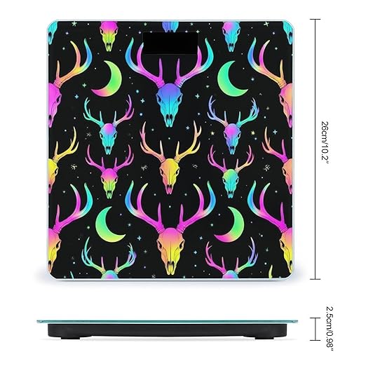 Digital Bathroom Weighing Scale Energy Saving Scale Smart Scale for Body Weight Goth Moon Stars Hunting Deer Skulls