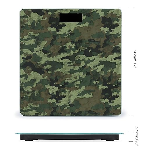 Green Military Camo Bathroom Scale Rounded Smart Scale for Body Weight Automatic Power On/Off Weight Scales Accurate Bathroom Digital Scales for Pet Home Bedroom Kitchen