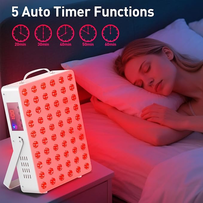 Cholas Red Light Therapy Panel for Face and Body 150W with 60 Dual Chip LEDs 660nm Red Light and 850nm Near Infrared 3 Modes Adjustable Brightness and Timer Gifts for Men Women