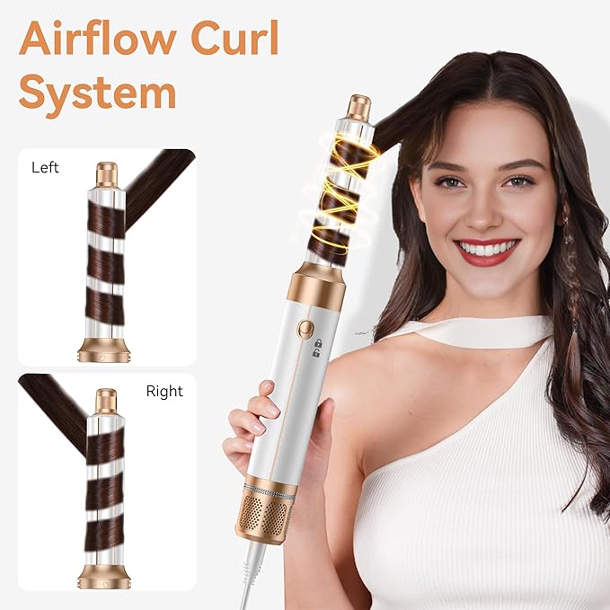 7 in ONE Hair Dryer Brush Powerful Blow Dryer Brush with Air Curler for Hair Brush Blow Dryer with Diffuser Ionic Hot Air Brush Fast Dry Volumize Curls Straight Hair Styling Tools 100-120V
