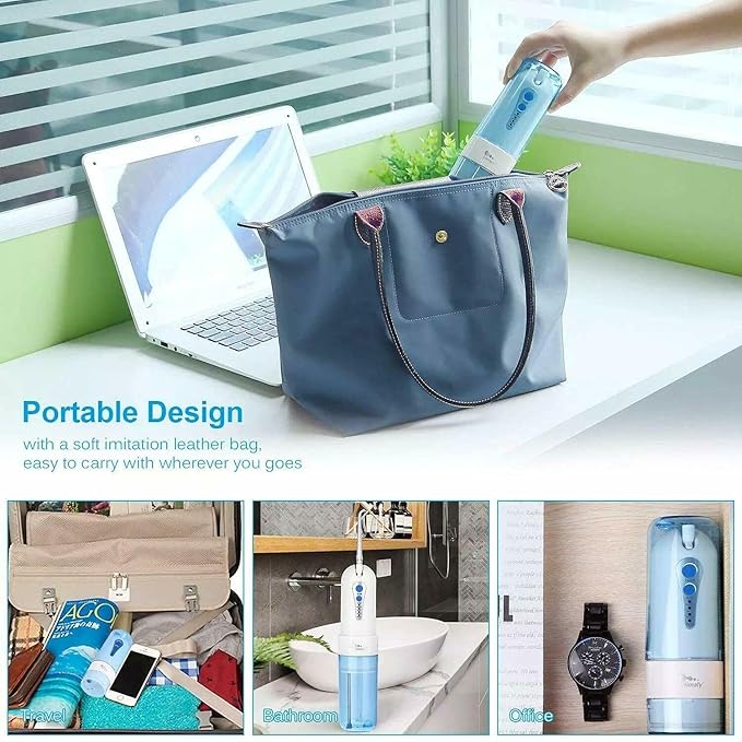 Water Flosser Professional Cordless for Teeth - Portable Rechargeable Dental Water Flosser Pik + Nasal Irrigator Travel Set 150ML Tank - 4 Modes - MagicWash by Vivid