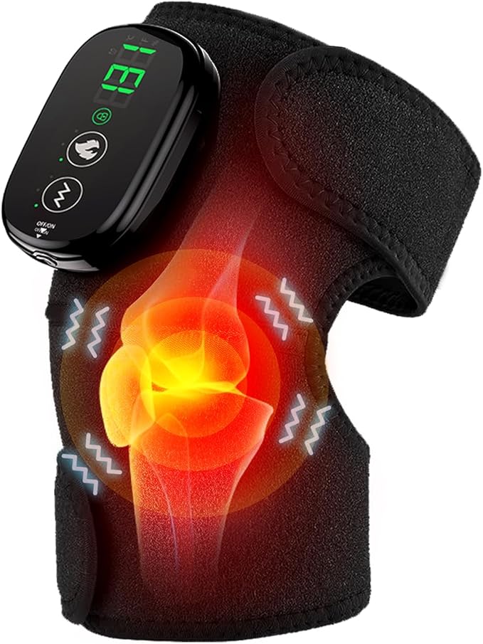 Foot Massager with Heat Knee Shoulder Elbow 3 in 1 Feet Massager Heated Knee Massager Shoulder Massager with Heat Vibration 210 mins Battery Cordless Portable Touchscreen Control (Black)