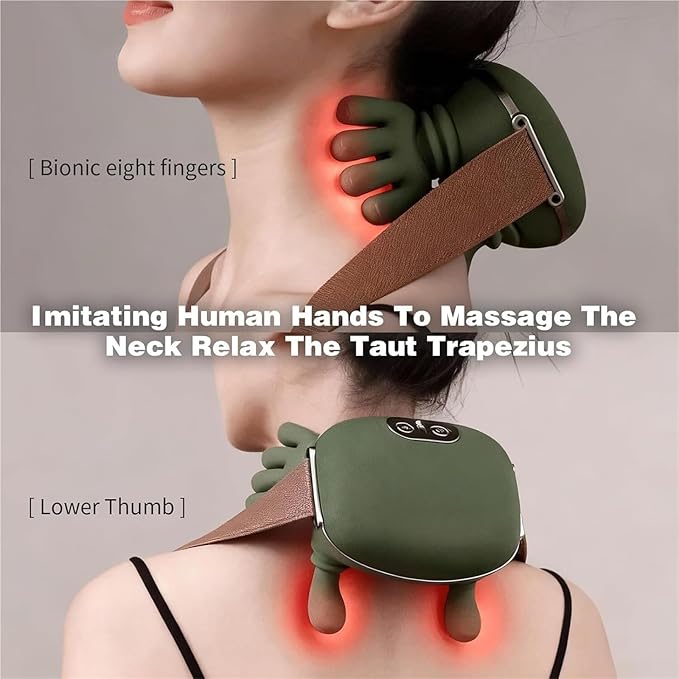 Bionic 4D Shiatsu Neck and Back Massager Portable Deep Tissue Massager with Heat Simulated Human Hand Kneading Electric Massage for Pain Relief Muscle Relaxation and Shoulder Stress Release