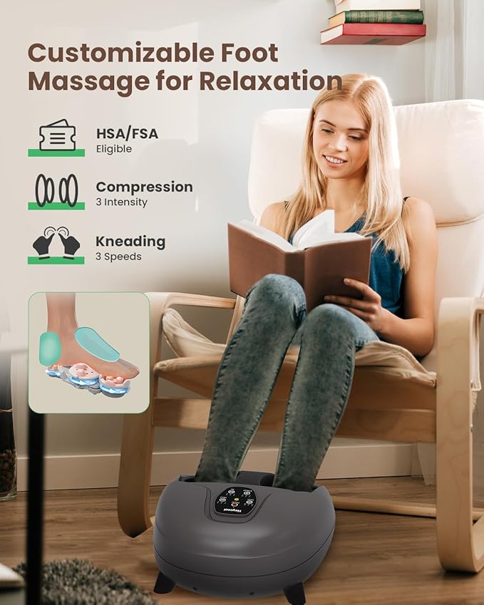 2026 Upgrade FSA Eligible HSA Foot Massager Shiatsu Foot Massager Machine with Heat and Compression for Plantar Fasciitis Neuropathy Remote Control Gifts Size 14