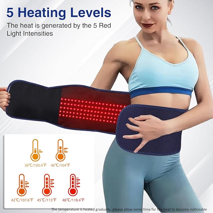 Cordless Back Massager Belt - FSA-HSA Eligible Red Light Therapy Massage Belt with 5 Heating Levels3 Vibration Modes Lower Back Massager for Pain Relief Deep Tissue4 MotorsBattery-Powered (Blue)
