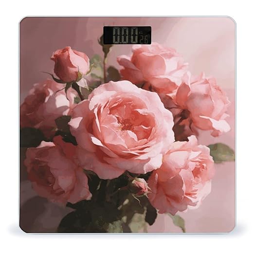 Dusty Rose Pink Smart Scale for Body Weight Digital Bathroom Scale Toughened Glass Weight Scale with Large LCD Backlight Display High Precision Scales Weighing Machine