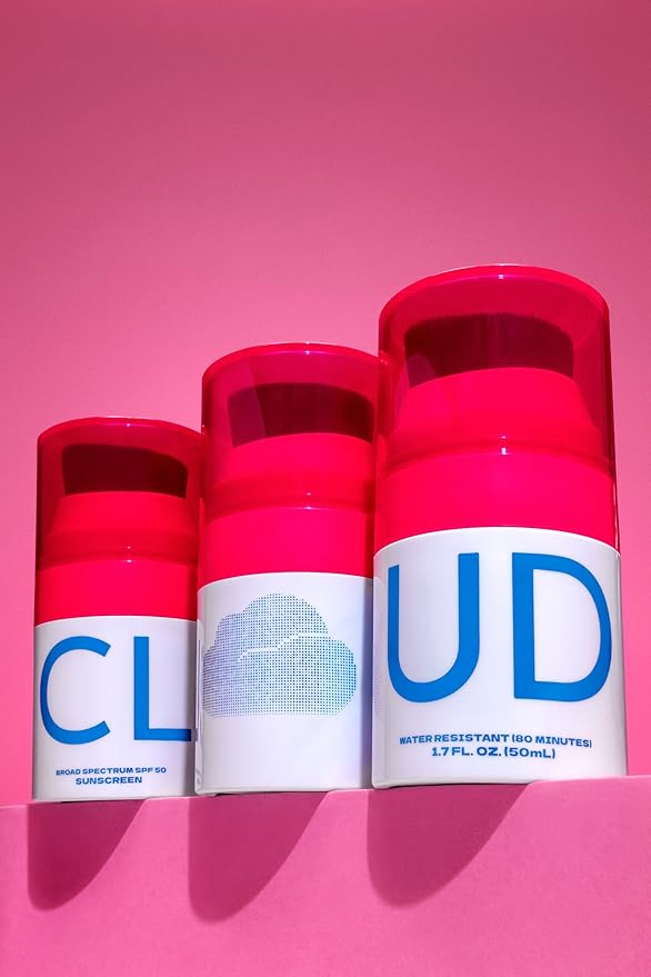 CLOUD Brush on Mineral Sunscreen Lotion - SPF 50 - No-Mess Applicator for Kids Babies &amp Family - Reef Safe Non-Nano Zinc Oxide No Messy Hands Blends Clear Fragrance Free Moisturizing.