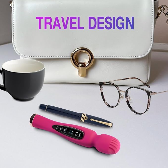 Cordless Massager with LCD Display Personal Massager for Pain Relief Powerful 12 Vibrating Massage Wand Pink