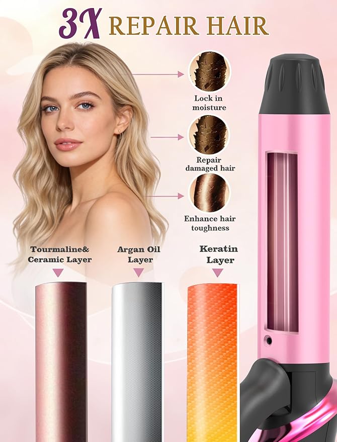 Dual Voltage Travel Curling Iron 110-240V 1 Inch Mini Curling Iron Travel Size with UK &amp EU Plug Adapters Portable Curling Iron for Worldwide 5 Heat Settings Small Curling Iron for Short Hair