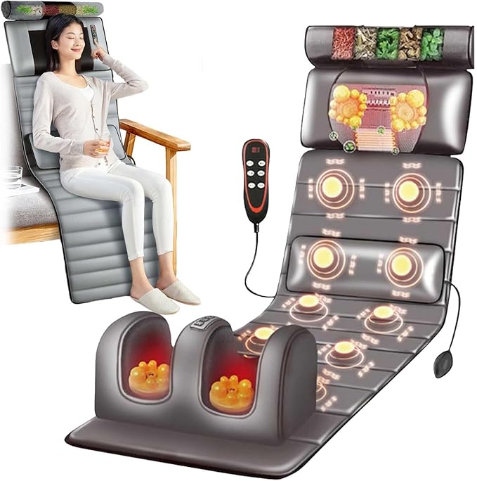 Full Body Massage Mat with Heat10 Motors Vibrating Full Back Massagers with 3 Heating Pads for NeckBackShouldersFull Body Massager for Neck and Back Muscle Relaxation