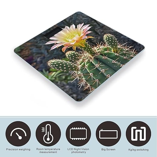 Cactus Flower Smart Scale for Body Weight Accurate Bathroom Scale with LED Display Digital Weight Scales Weighing Machine High Precision Scales for Bath Home