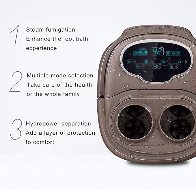Foot Spa/Bath Massager with Motorized Rollers Shiatsu Massage Shower Heat Red Light Temperature Control Timer LED Display Drainage Pipe for Foot Stress Relief
