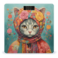Hand Drawn Cat Scale for Body Weight Precision Bathroom Weighing Scales with Back Lit LCD Display Sturdy Tempered Glass Body Weight Scales Digital Bathroom Scale 400lb