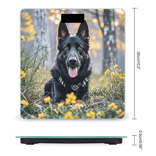 Black German Shepherd Dog Weight Scale Highly Accurate Digital Weighing Scale with Large LCD Display Smart Bathroom Scales for Home Bedrooms and Gift Giving