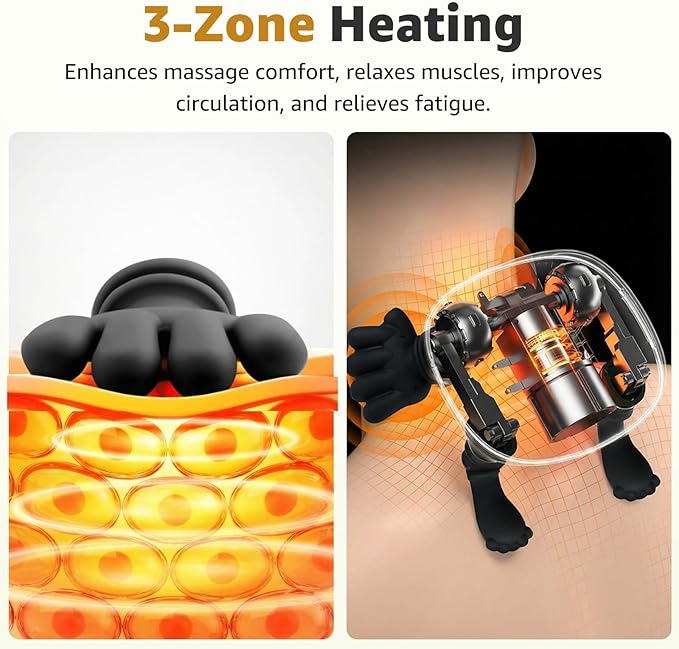 Neck and Back Massager with FingersBionic Real Palm Massager with HeatElectric Cervical Massage for Shoulder 4D Deep Tissue KneadingBalanced PressureIdeal for OfficeHomeTravel &amp Gifts (Blac