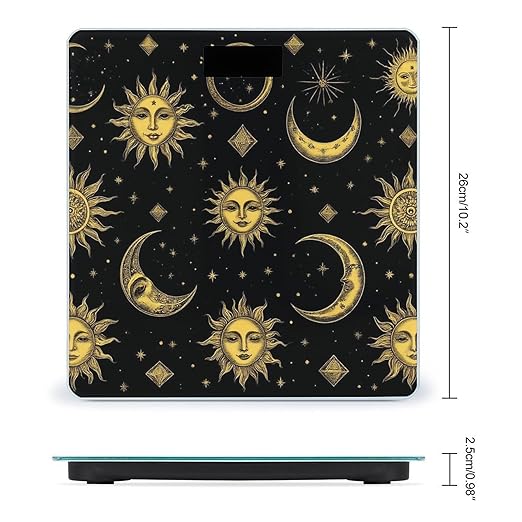 Men's Smart Scale for Body Weight Digital Bathroom Weighing Scale Automatic Switch Energy Saving Scale Sun Moon Star Gold Black