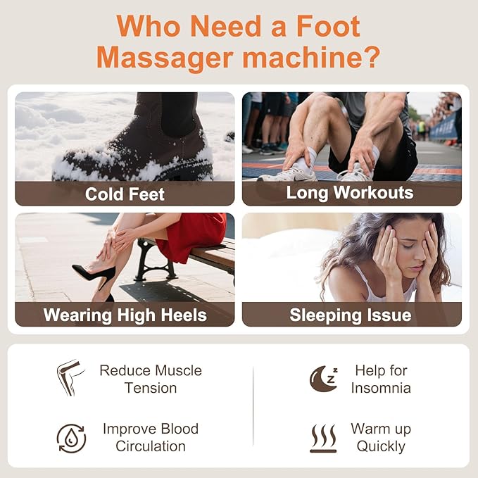 Shiatsu Foot Massager with Heat Feet Massager for Plantar Fasciitis Neuropathy with Air Compression Deep Kneading Multiple Modes &amp Adiustable Intensity Gifts for Women Men Size 13