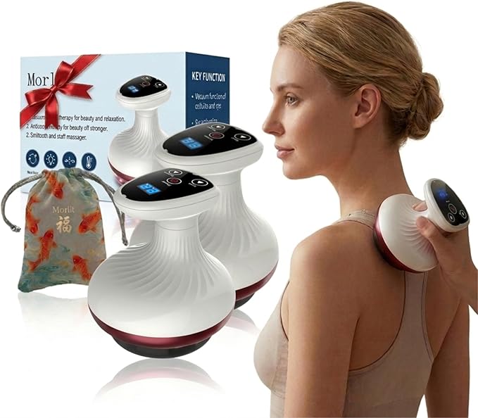 Morlit Smart Cupping Massager Cordless Deep Tissue Body Massager with 9 Suction Levels &amp Heat Therapy One-Touch Electric Massager for Neck Back Shoulder Pain Relief Rechargeable Gift Set