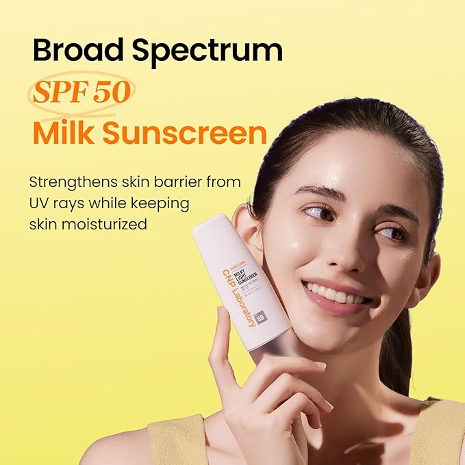 CNP Daily Milky Light Sunscreen (1.7 fl. oz.) - Broad Spectrum SPF 50 UV Protection with Niacinamide for Face &amp Body No White Cast Fast Absorbing Non-Greasy Finish Gifts for Women