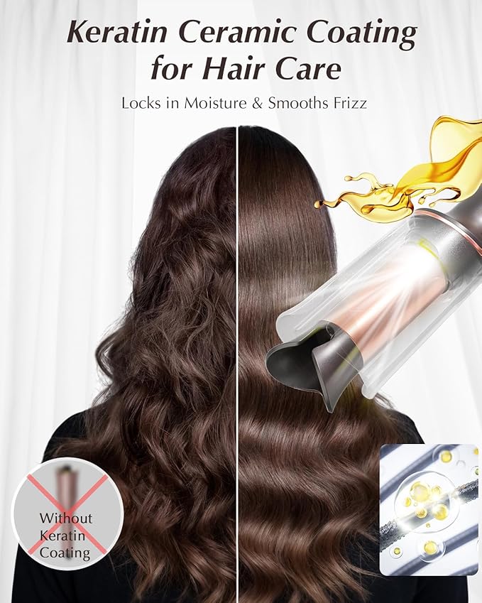 Automatic Rotating Curling Iron – VISKS V668 Pro Ceramic Hair Curler with Keratin-Coated Barrel Digital Temperature Display Anti-Scald 590M Ionic Tangle-Free Dual Voltage 1.5 Inch