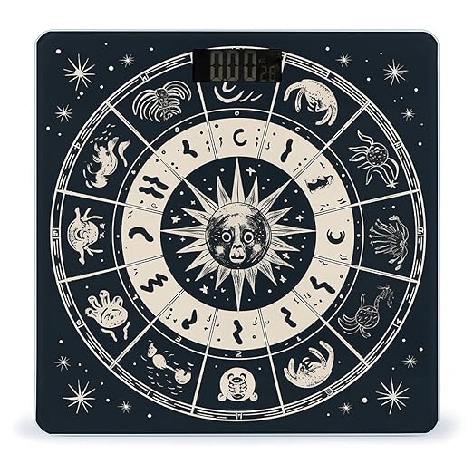 Astrological Sign Digital Bathroom Scale for Body Weight Weighing Scale with Backlit LCD Display High Precision Measurements &amp Measures Weight Up to 180kg