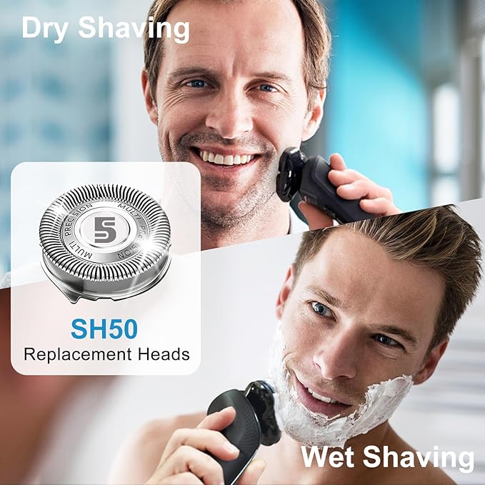 SH50 Replacement Blades Compatible with Series 5000 Electric Shavers Replacement Heads For Philips Norelco 5000 Shaver SH50 blades 6-pc pack