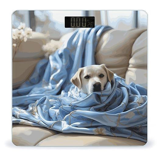 Dog Wrapped in Blanket Weight Scale Digital Electronic Scales Bathroom Scale Larg LCD Backlight Display High Precision MeasurementsTempered Glass