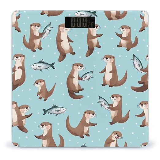 Women's Digital Bathroom Weighing Scale Automatic Switch Energy Saving Scale Smart Scale for Body Weight Cute Otter Fish Pattern