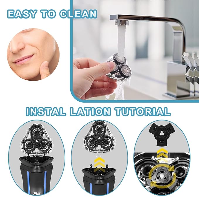 Universal Rotary Shaver Replacement Head Compatible with Remington Shaver Razor Parts for Series R3R4R5R6R7R8SP-3141 and SP-5161 Foils (Silver/2Pack)