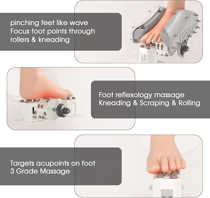 KOTEK Foot Massager Machine Shiatsu Foot &amp Calf Massager w/ 3 Massage Modes Remote Control Electric Deep Kneading Rolling Scraping Massage for Leg/Arm/Ankle Increase Blood Circulation (Grey)