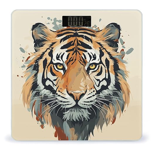Digital Bathroom Scale for Body Weight Scale with Bright LCD Display High Accuracy Step-On Technology Auto On/Off Year of The Tiger Tiger Face Digital Scales 400 Lbs /180kg