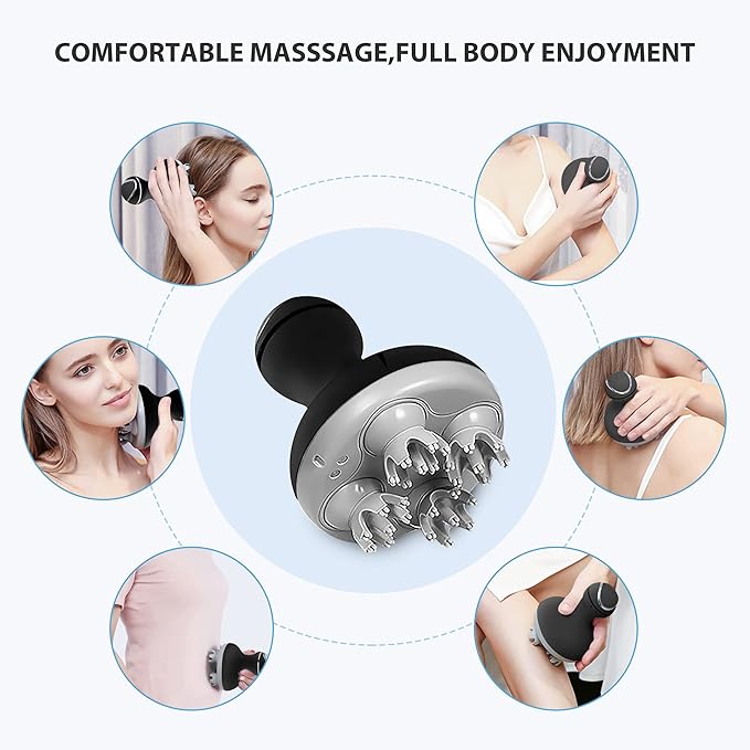 COMFIER Electric Scalp Massager Waterproof Head Massager with Mutlti-Modes Vibration Handheld Portable Head Scratcher for Hair Growth Dog Cat Massager for Deep Clean and Stress Relax