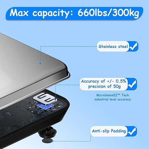 King Mills Extra Wide Heavy Duty Scale for Body Weight 300kg/660 Lb Bariatric Scale with Easy to Read External Digital DisplayGift for Plus Size Person Over 500lbs