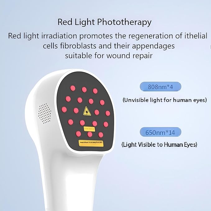 Cold Red Light Therapy Device Handheld Cold Red Light Device with Digital Display 808nm and 650nm Infrared Treatment for Muscle and Joint Pain Relief White