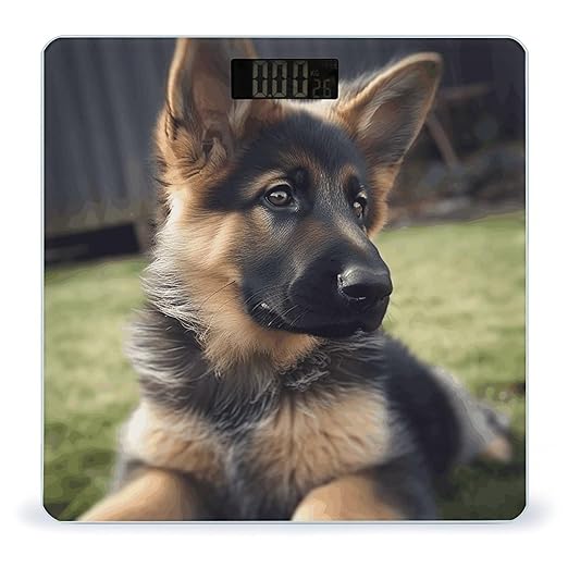 German Shepherd Puppy Scale for Body Weight High Precision Digital Weight Scales with LCD Display Anti-Slip Sturdy Slim Tempered Glass Bathroom Scale for Home Use