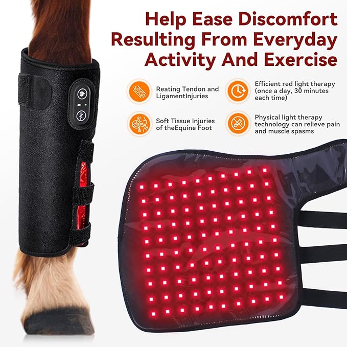 Portable Red Light Therapy for Horse Legs Relieves Joint Stiffness and Promotes Muscle Recovery in Horses (Black 2 Pcs)