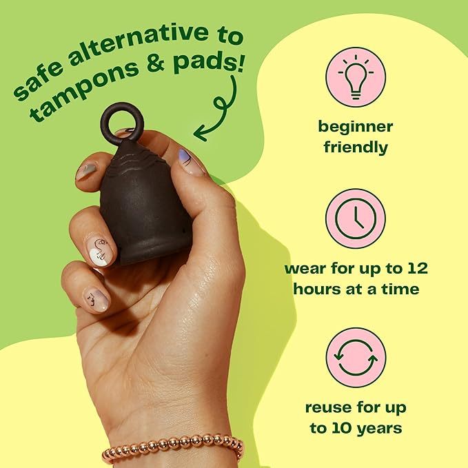 Viv for Your V Large Premium Menstrual Cups for Heavy Flow Pull Tab Ring Stem Easy Removal Soft Tampon Alternative Comfortable 12 Hour Wear Medical-Grade Silicone Reusable Period Cup